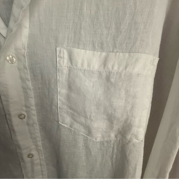 Frank & Eileen Women’s OS Mackenzie Italian Linen Button Up Top White Relaxed - Picture 4 of 9